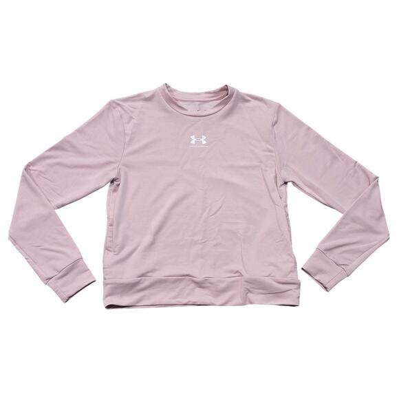 Under Armour Sugar Pink Rival Terry Crew Neck Sweatshirt w. Pockets Sweater - Picture 1 of 8